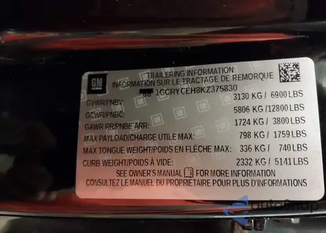 2019 Chevrolet Silverado 1500 Custom Trail Boss from USA, damaged, VIN 1GCRYCEH8KZ375830